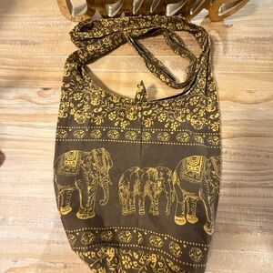 Brown Elephant Print Tote Bag